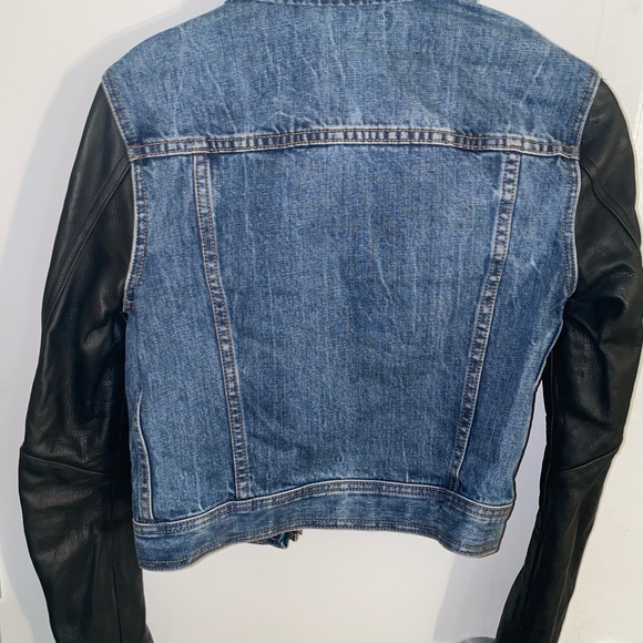 Rag &Bone Leather & Denim Crop Jacket In Indigo XS - Picture 6 of 16